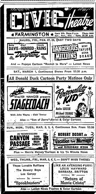 Farmington Civic Theater - Old Ad (newer photo)